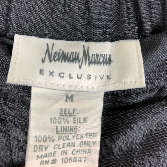Neiman Marcus M 100%Silk Pant Stretch Waist Black - Picture 8 of 8